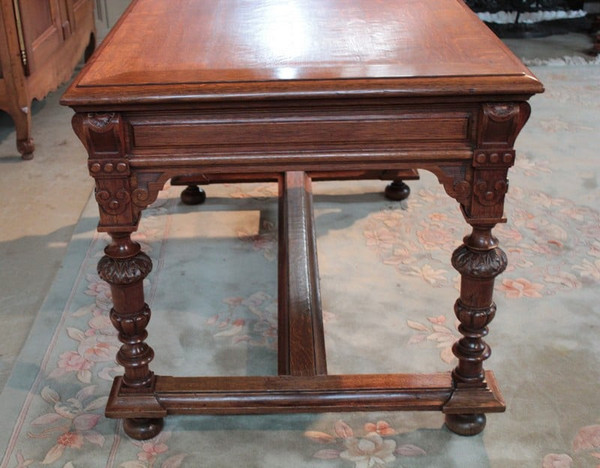 Gothic style oak desk - 20th century