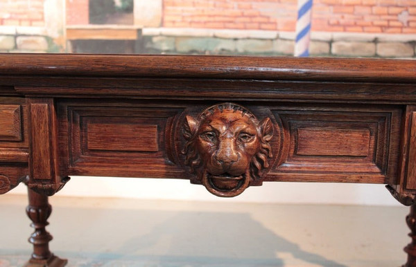 Gothic style oak desk - 20th century