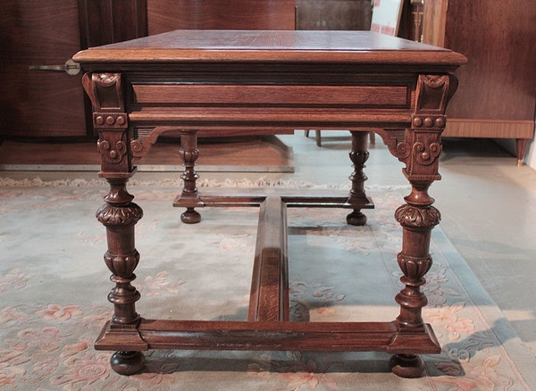 Gothic style oak desk - 20th century