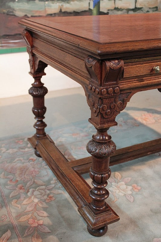 Gothic style oak desk - 20th century