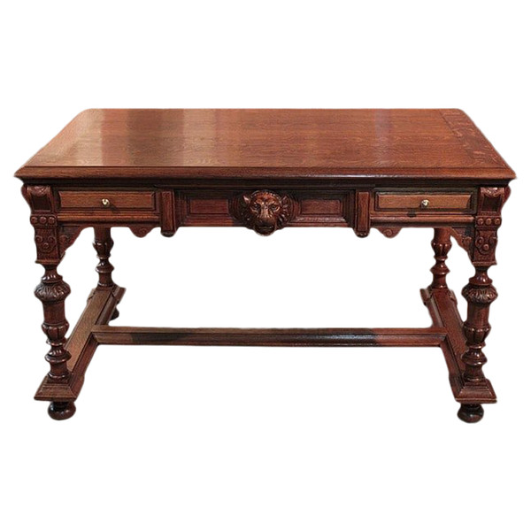 Gothic style oak desk - 20th century