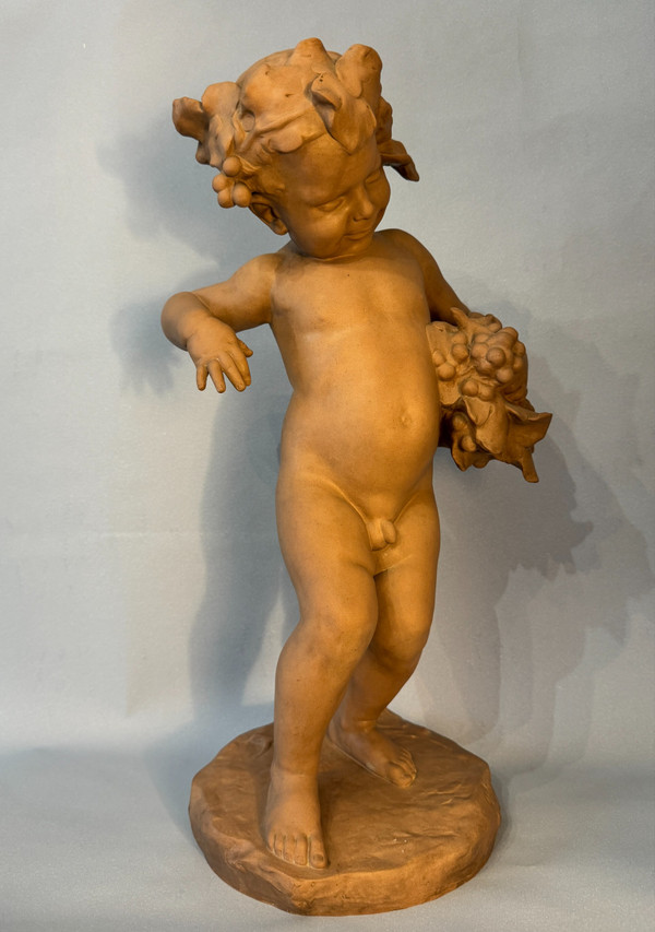 Sculpture Terre cuite de SEVRES "Bacchus enfant" signé MALRIC 