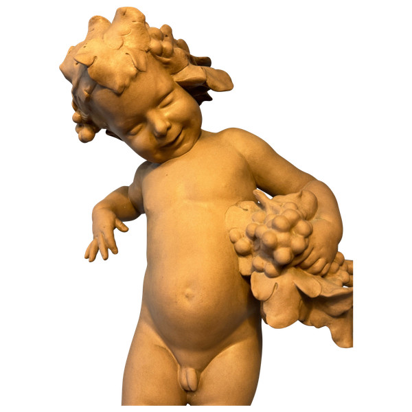 Sculpture Terre cuite de SEVRES "Bacchus enfant" signé MALRIC 