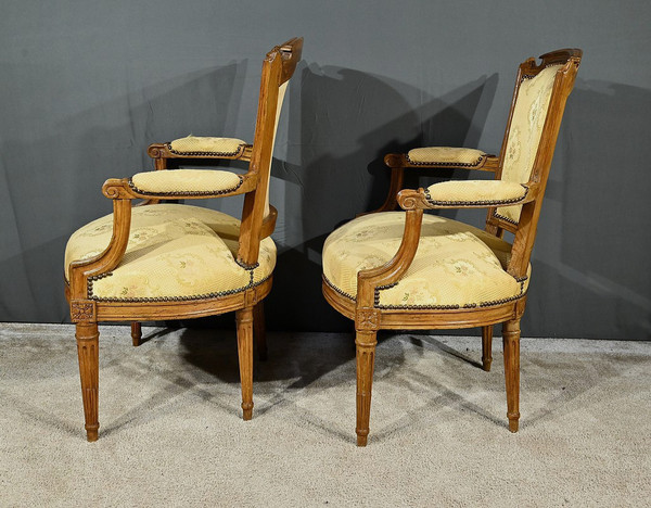 Pair of Cabriolet Armchairs in Solid Beech, Louis XVI style – Late 19th century