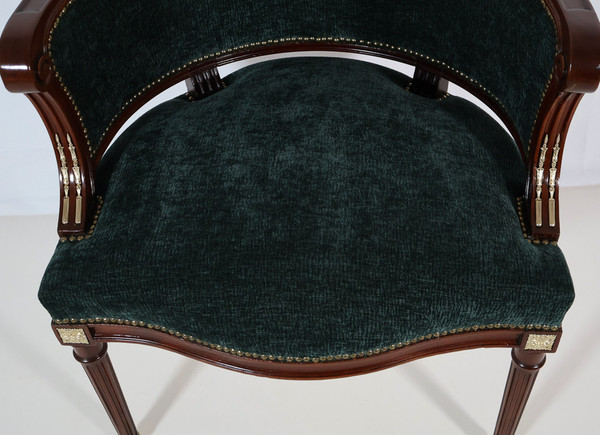 Louis XVI Style Office Armchair In Mahogany Late 19th Century