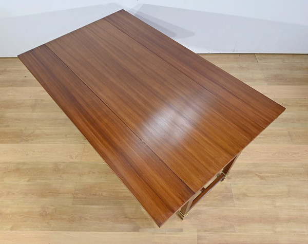 Important Shuttered Table in Sapelli Mahogany, Directoire style – 1970