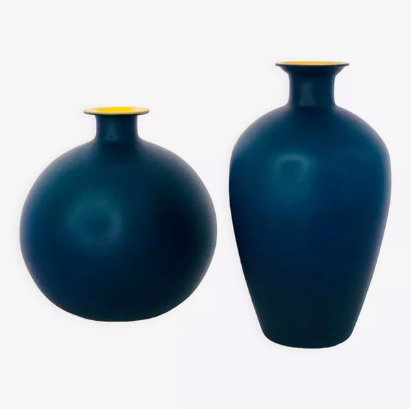 Murano glass vases in the style of Carlo Moretti, Italy 1970s