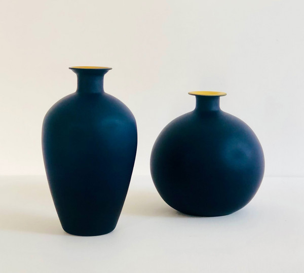 Murano glass vases in the style of Carlo Moretti, Italy 1970s