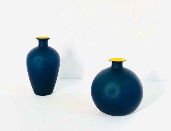 Murano glass vases in the style of Carlo Moretti, Italy 1970s