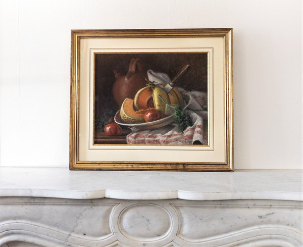 Nature Morte Pastel Par M. Lelièvre Daté 1914