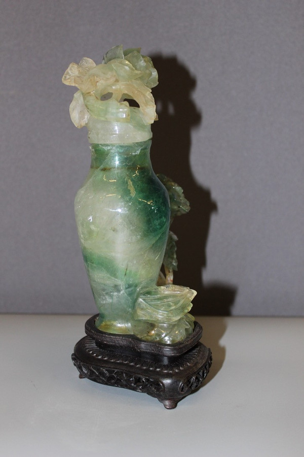 Vaso Coperto Di Fluorite Con Decorazioni Floreali, Asia