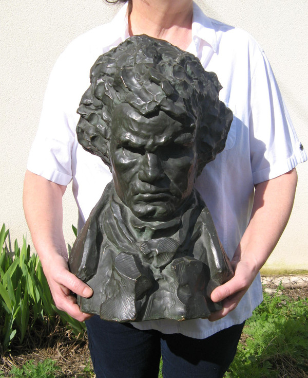 Bust Of Beethoven In Terracotta Signed By P. Joubert Sculptor.