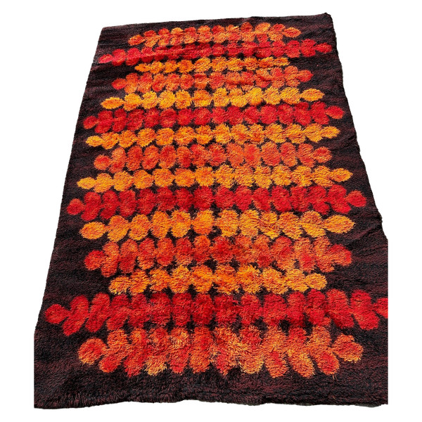 Grand Tapis Vintage Space Age Scandinave En Laine Vers 1970 