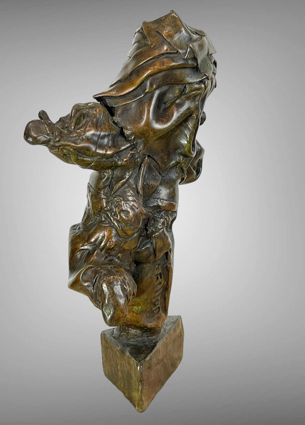 BRONZO PATINATO FIRMATO DA “MARIE FILLON 1953” RAFFIGURANTE UN BAMBINO DANZANTE