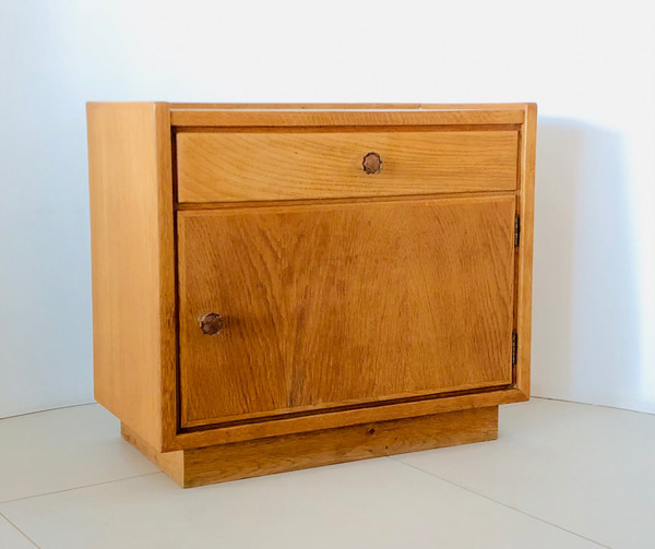 Oak bedside tables (x2); Italy 60s