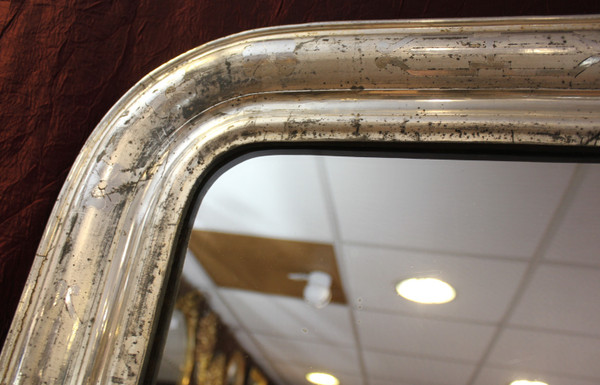 Antique Louis Philippe Silver Leaf Mirror, 84 x 120 cm