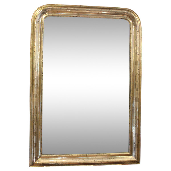 Antique Louis Philippe Silver Leaf Mirror, 84 x 120 cm