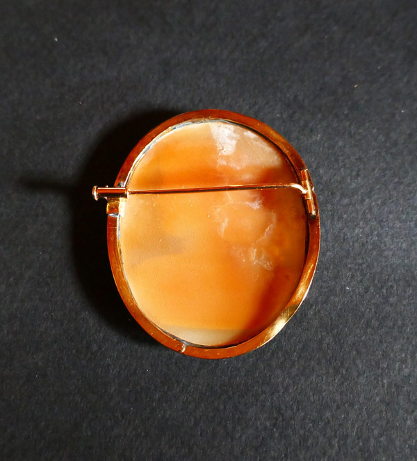 Cameo Brooch On Shell, 18 Carat Yellow Gold.