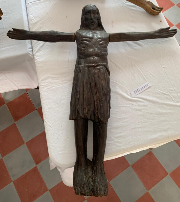 Large rustic Romanesque Christ