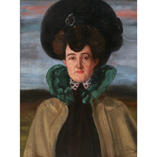 Francisco ITURRINO GONZALES, Portrait of Mauricia de Thiers with a hat