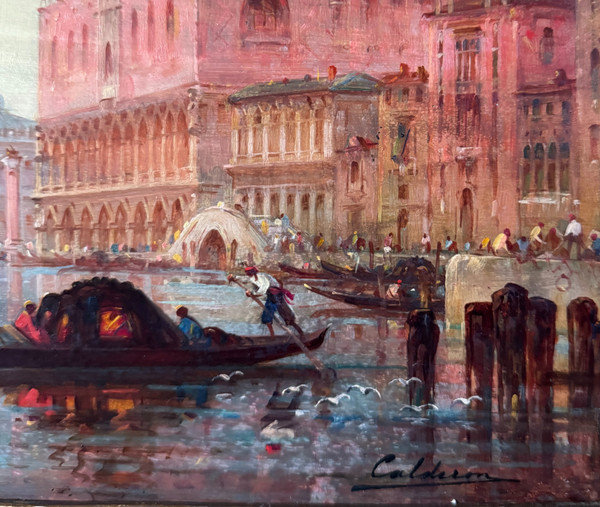 Charles-Clément CALDERON Grand Canal à Venise Huile sur panneau 