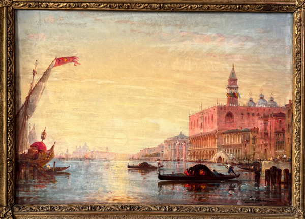 Charles-Clément CALDERON Grand Canal à Venise Huile sur panneau 