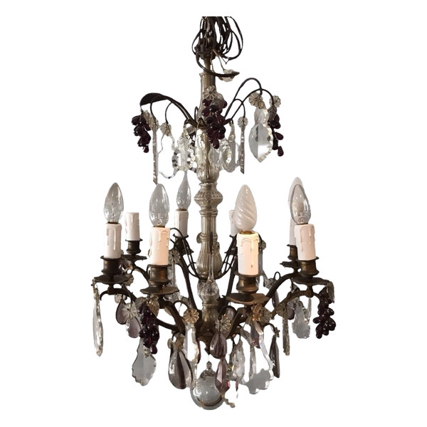 19th century 8-light crystal chandelier