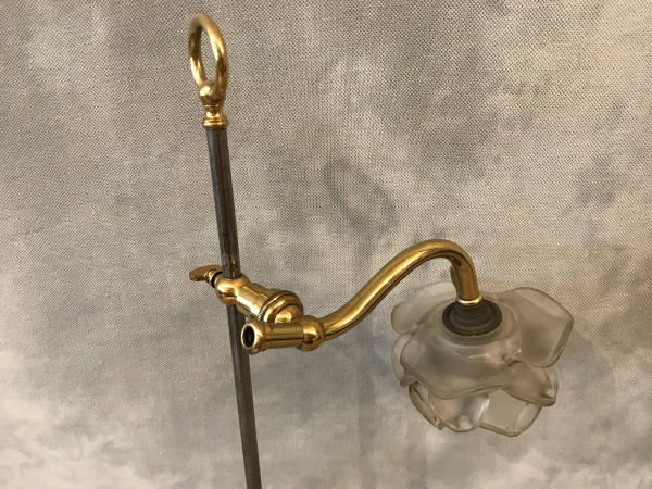 antique iron and polished brass lamp from the 19th century