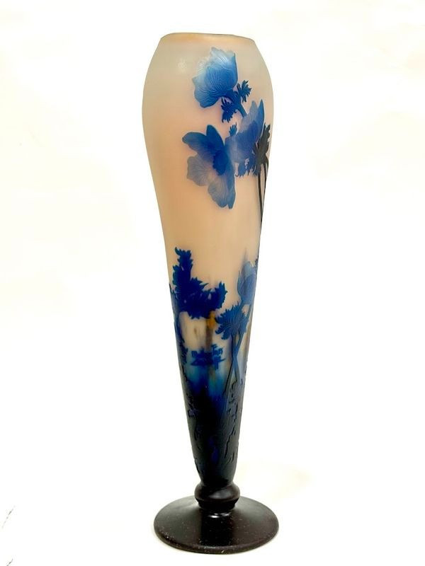 Muller Frères Lunéville Large "Blue Anemones" Vase