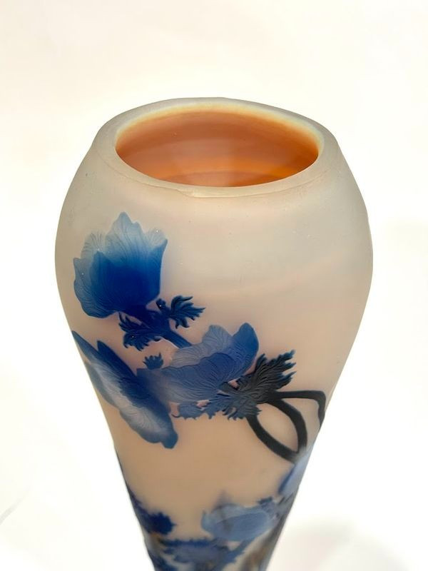 Muller Frères Lunéville Large "Blue Anemones" Vase