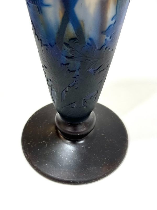 Muller Frères Lunéville Large "Blue Anemones" Vase