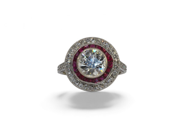 Bague Art-Déco Diamant Rubis calibrés