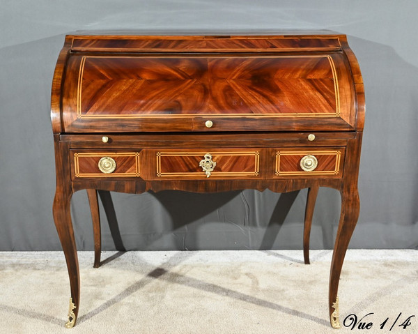 Mahogany and Rosewood Cylinder Desk, Louis XV period - 1st Part 18th century