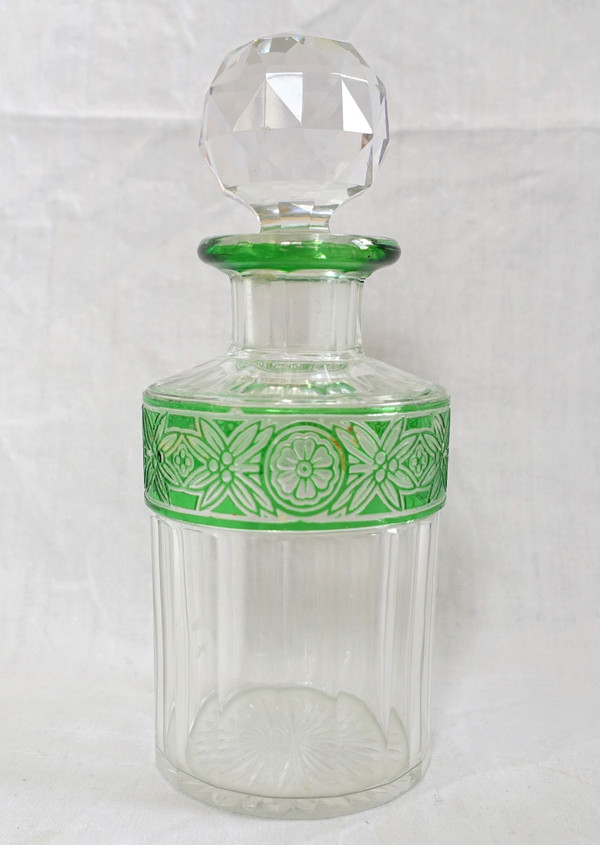 Bottiglia di profumo in cristallo Baccarat sovrapposto verde, modello Impero - 15,2 cm