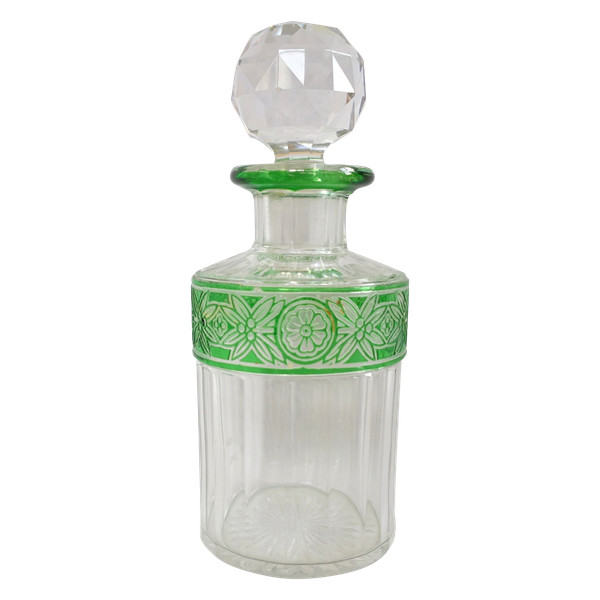 Bottiglia di profumo in cristallo Baccarat sovrapposto verde, modello Impero - 15,2 cm