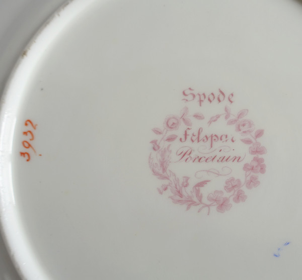 Manufacture Spode: pair of tangerine & gold porcelain cake plates - 19th century circa 1820