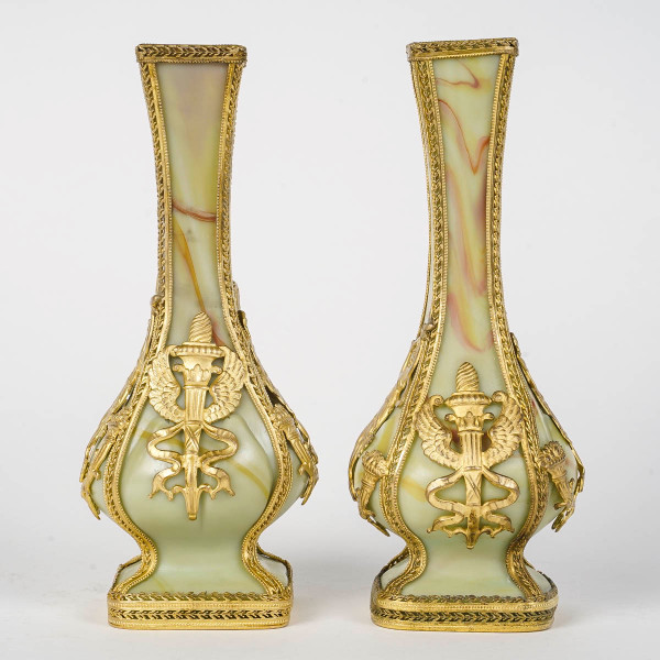 A Pair Of Small Pate De Verre Vases Fin XIXè Siècle