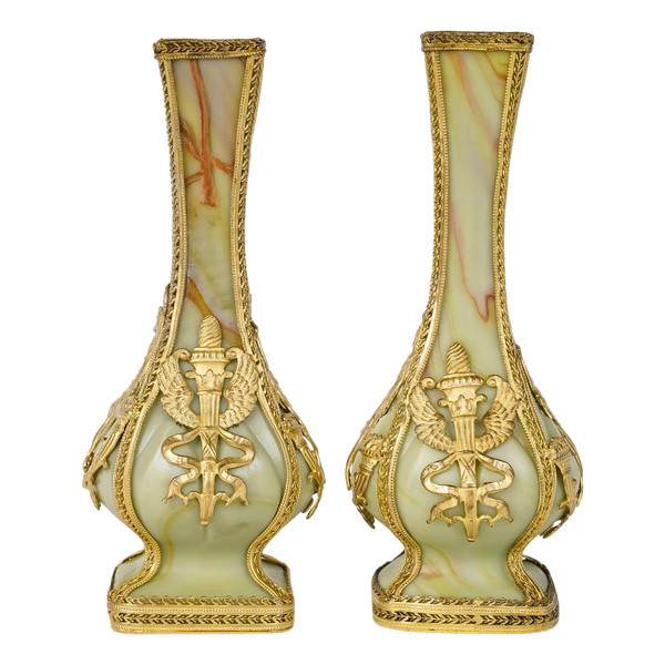 A Pair Of Small Pate De Verre Vases Fin XIXè Siècle