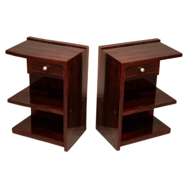 Art Deco bedside tables in Rosewood