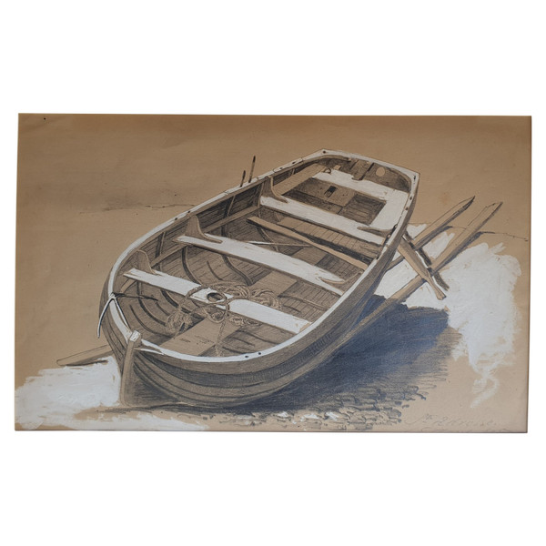 Mid-nineteenth century French school - Study of a boat