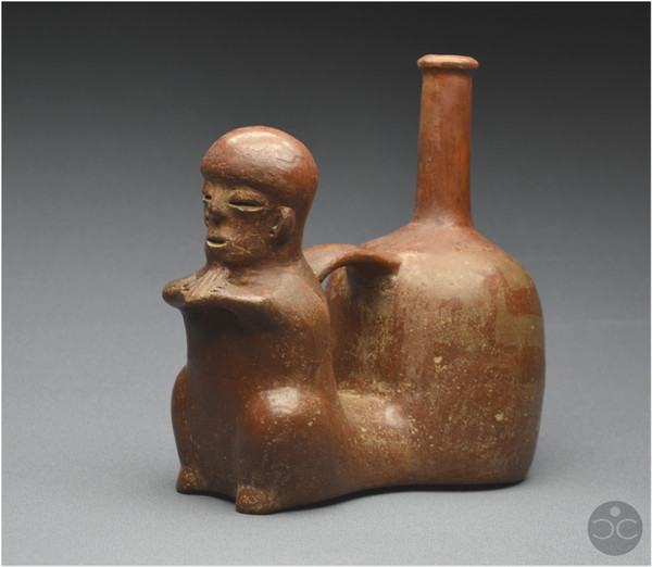 Ecuador, 1000 - 500 BC, Chorrera culture, Anthropomorphic ritual vase, Glazed ceramic