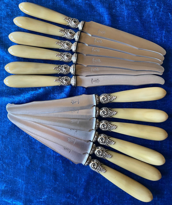 Knives with horn handles.