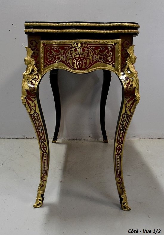 Boulle Marquetry Game Table, Napoleon III Period - Mid 19th Century