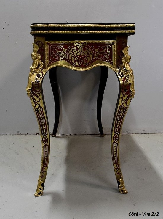 Boulle Marquetry Game Table, Napoleon III Period - Mid 19th Century