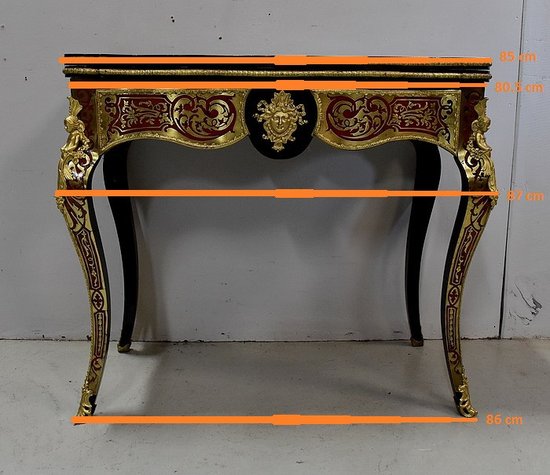 Boulle Marquetry Game Table, Napoleon III Period - Mid 19th Century