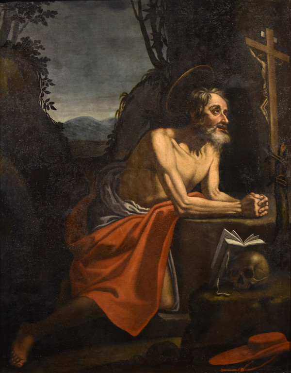 Saint Jerome Penitent In The Cave, Hendrick De Somer (lokeren 1602 - Naples 1655)