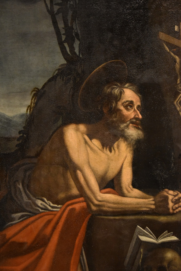 Saint Jerome Penitent In The Cave, Hendrick De Somer (lokeren 1602 - Naples 1655)