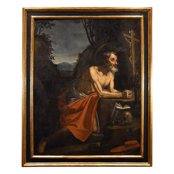 Saint Jerome Penitent In The Cave, Hendrick De Somer (lokeren 1602 - Naples 1655)