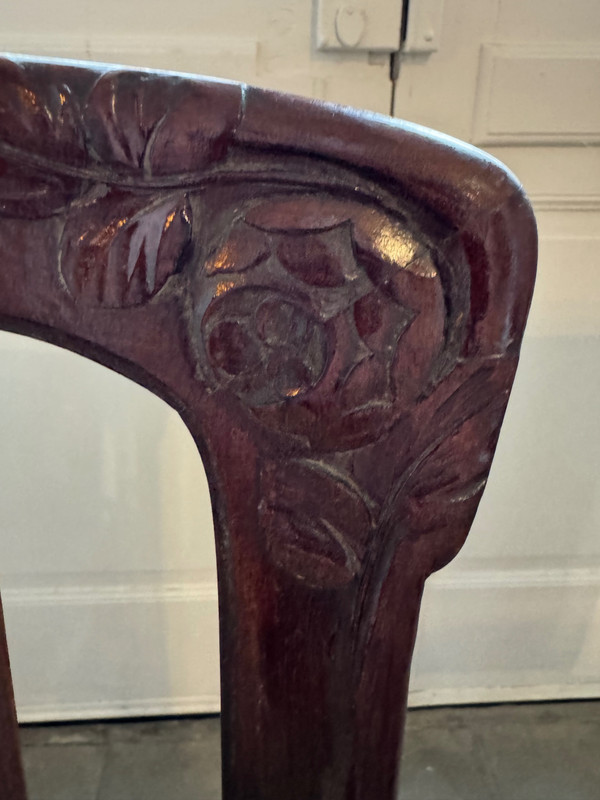 Pair of Art Nouveau mahogany armchairs