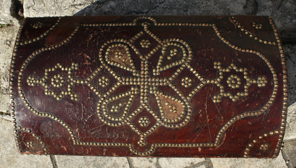 Studded leather travel case, 18th century